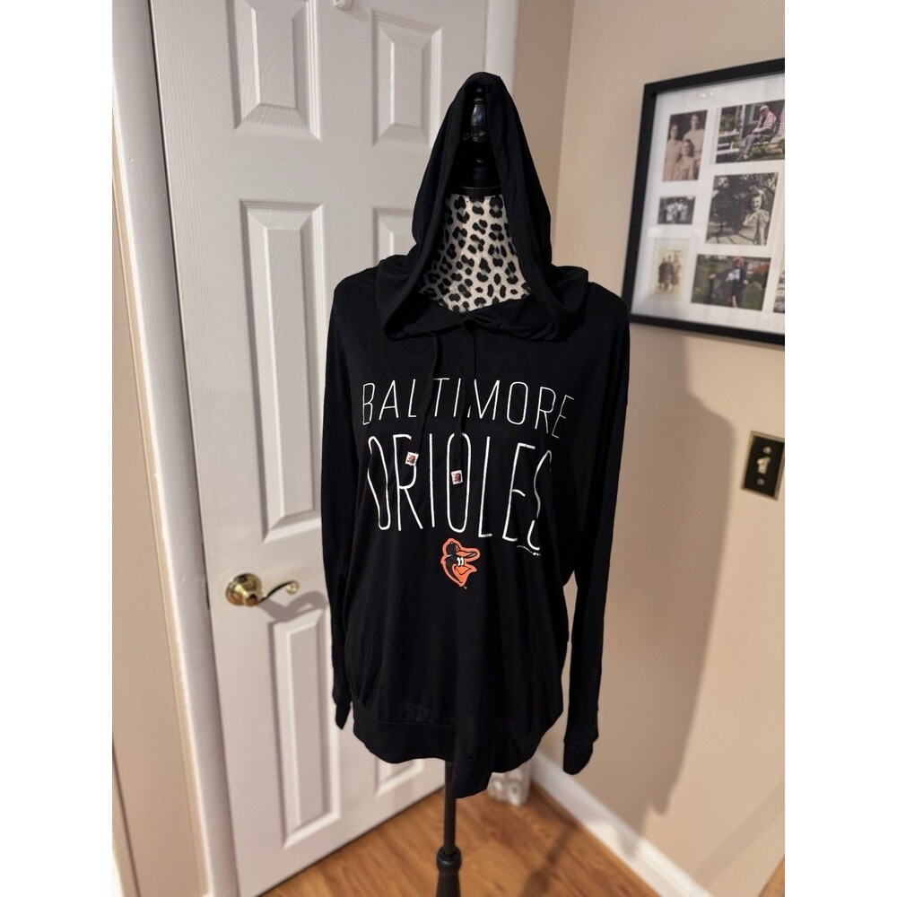 Baltimore Orioles Lightweight Pullover Hoodie Women’s L Black Baseball